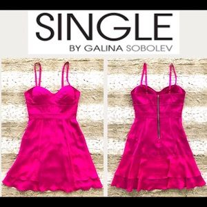 NWT SINGLE magenta spaghetti strap dress